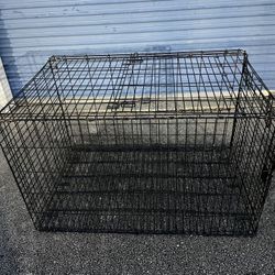 Large Dog Kennel -( size: 32”x 48”x 30” in high, no tray, comes with double doors )- Used 
