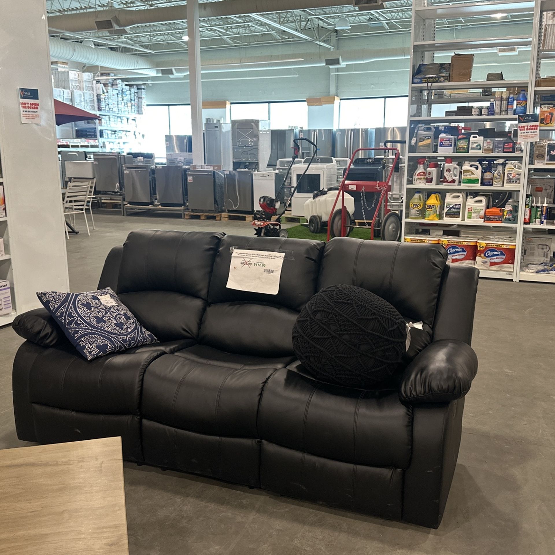83 In Straight Arm Leather Reclining Sofa