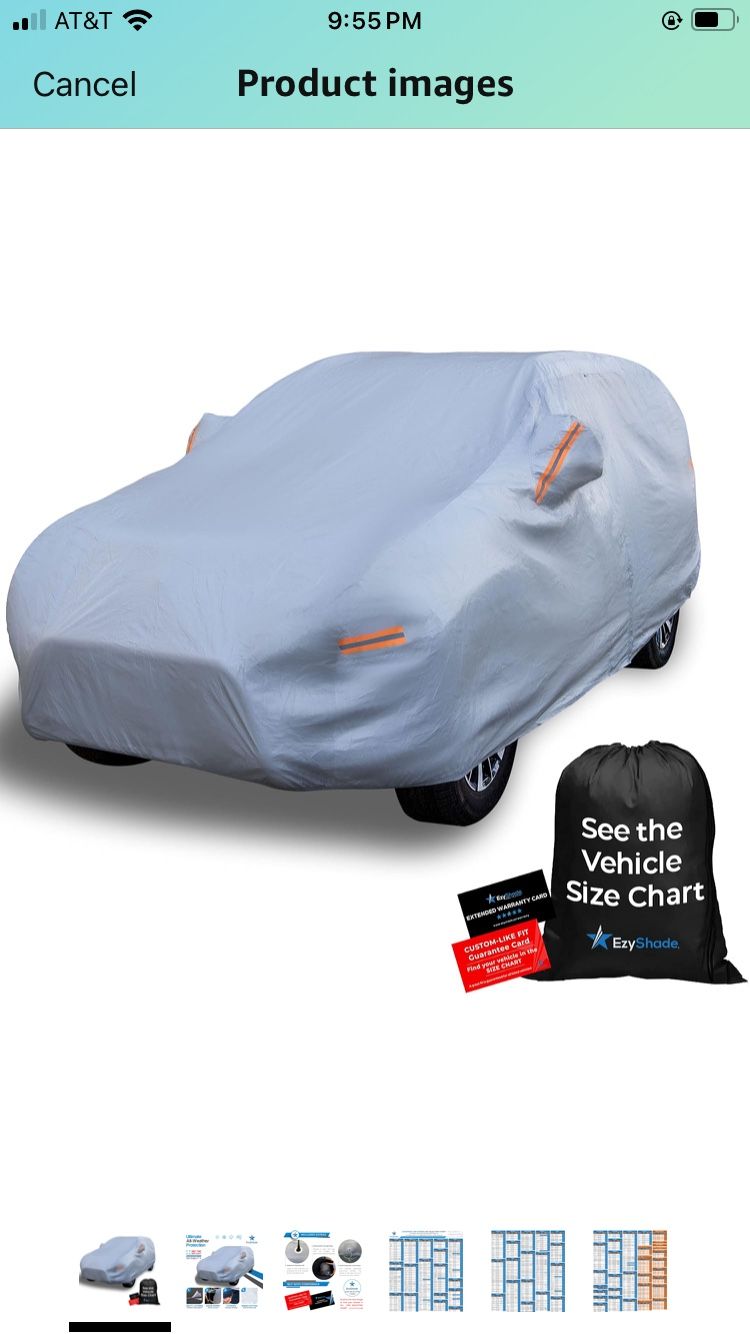 EzyShade 10-Layer SUV Car Cover Waterproof All Weather. See Vehicle Size-Chart