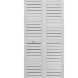 Pinecroft 32”x 80” Louver White Hollow PVC Vinyl Interior Bi-Fold Door (NEW)