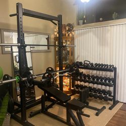 Roage Squat Rack, Bars, Plates And Dumbbells With Rack $3500