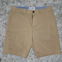 Penguin Mens Shorts 31 Brown  Tan Flat Front Chino Pockets Preppy Logo Original