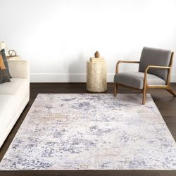 Nuloom Makenzie Spill Proof Treated Modern Abstract Pet Friendly Premium Machine Washable Area Rug, 9’ X 12’ Ivory 