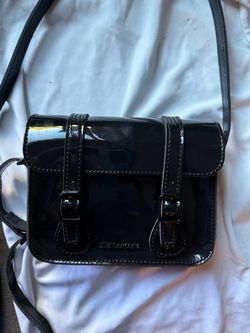 Black Patent Leather Mini Satchel Crossbody Bag
