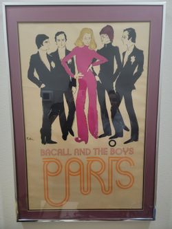 Original Vintage Poster Lauren Bacall and the Boys Paris 1968 Fashion
