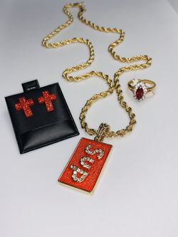 22k stainless steel WOMENS SUPREME jewelry set created either lab diamonds