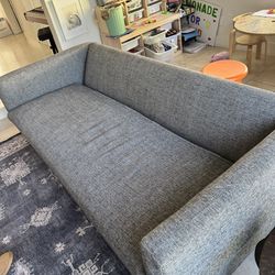 Modern Deep Lounge Sofa – 85′′ Gray Upholstered Couch (CB2 / West Elm Style)