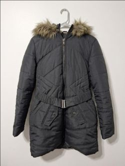 Maralyn & Me Women's Black Puffer Winter Coat w/ Faux Fur Hood - Size Medium