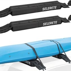 Universal Car Soft Kayak Roof Rack Pads for Kayak Surfboard SUP with 20FT Durable Tie-Down Straps, 2 Tie Down Rope, 4 Quick Loop Straps