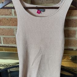 LADIES XS VINCE CAMUTO CREAM TAN TANK TOP SWEATER