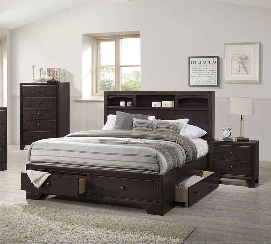 Modern Dark Walnut Queen Storage Bed (Mattress is not Included)🔥SPECIAL🔥 Save $100 👍90 days FREE FINANCING ❗NO CREDIT CHECK❗