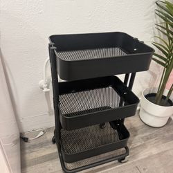 black 3 tier rolling cart 