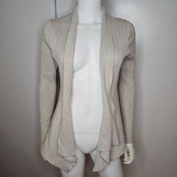 Retrology Women’s Small Beige Heathered Open Cardigan Sweater Long Sleeve 