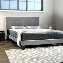 NEW BED FRAME & MATTRESS Package - Queen - Gray