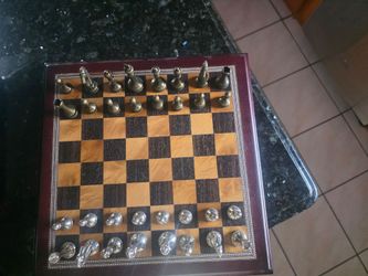 Deluxe Chess Game - Wood & Metal 12X12