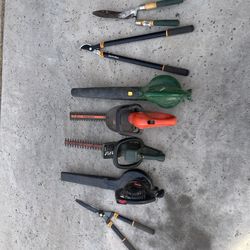 YARD TOOL CLEAR OUT – Hedge Trimmers, Blowers, Fiskars Loppers – $100 TAKES ALL