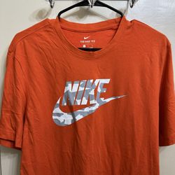 Nike Icon Futura Orange/ Camo Swoosh Mens Shirt Size Large  