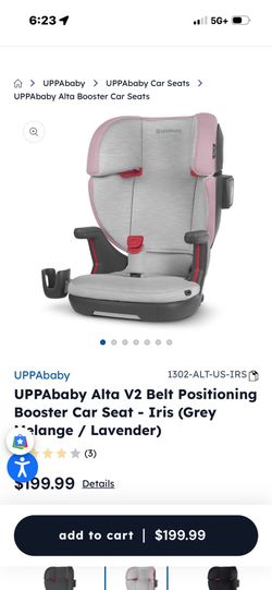 UPPAbaby Alta V2 Belt Positioning Booster Car Seat - Iris (Grey Melange / Lavender)