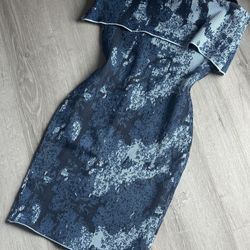 Blue Off The Shoulder Midi Dress