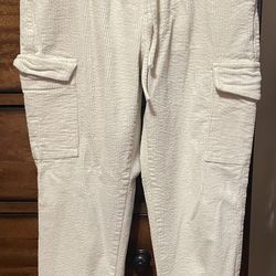 Almost Famous Cream Cargo Pants – Size M – Soft Suede Feel (Macy’s)