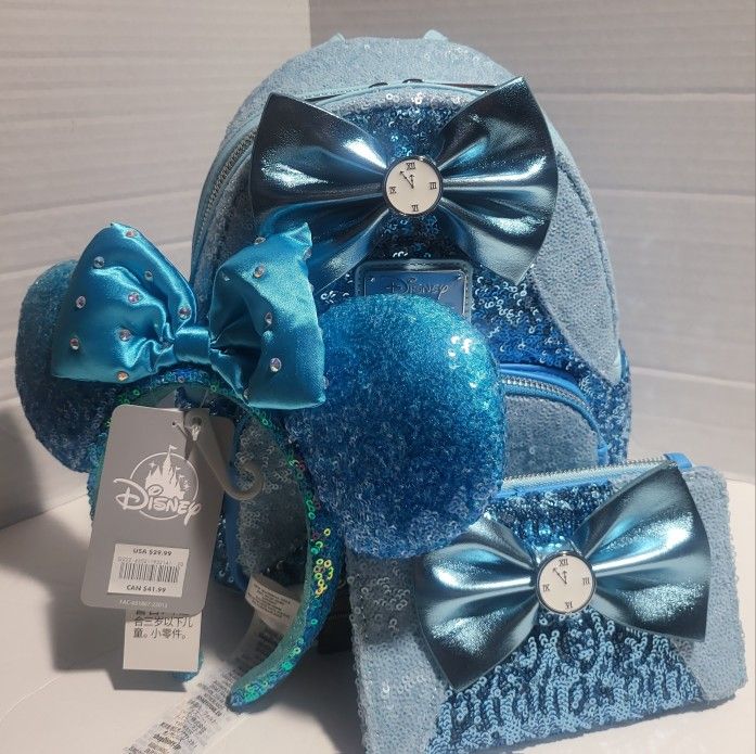 Loungefly Cinderella Sequin Backpack Wallet And Headband Included Exclusive New With Tags 3pc