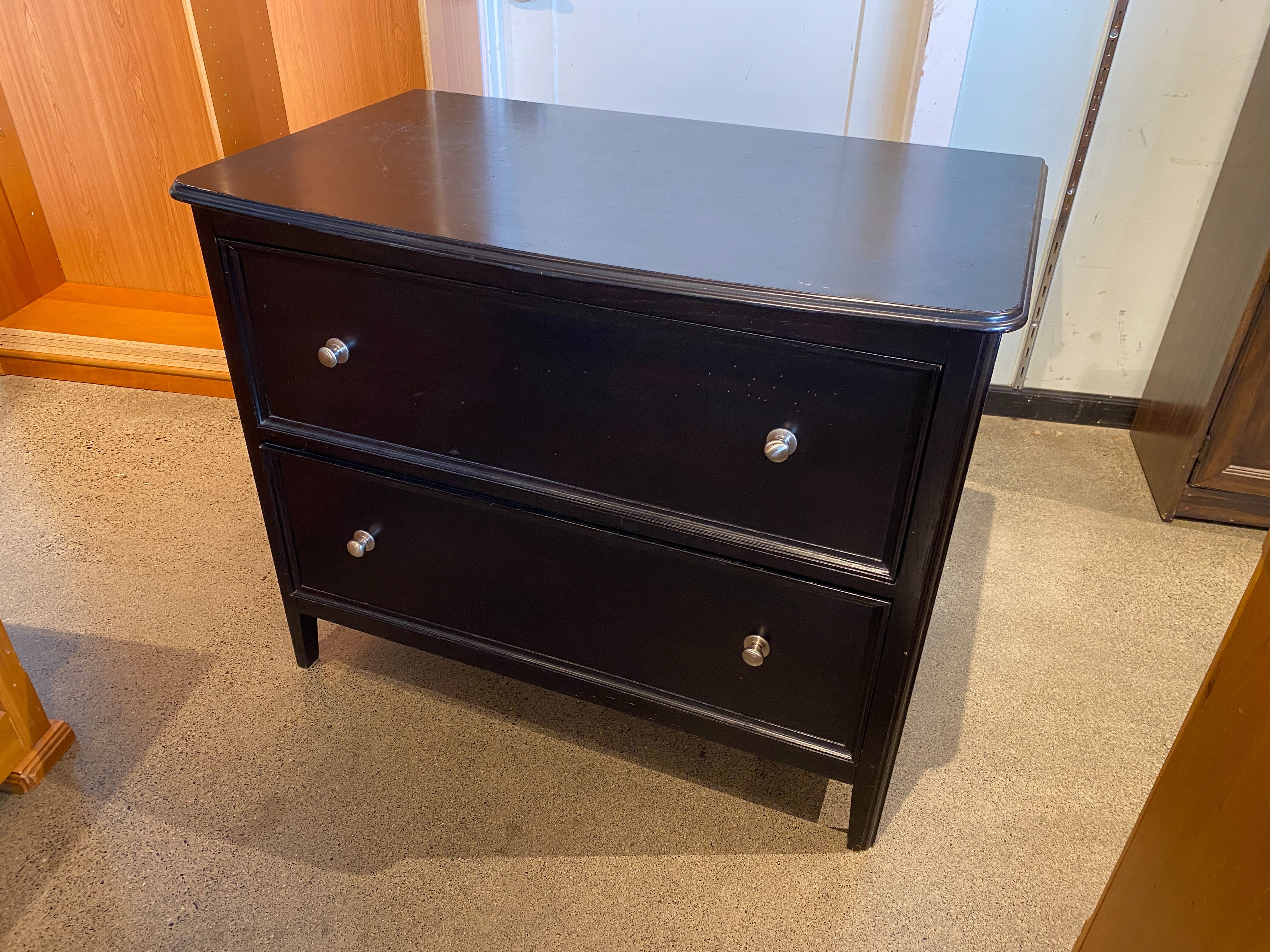 Black Dresser with Two Deep Drawers