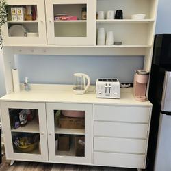 Modern White Break Room Cabinet/ Breakfast Bar GREAT condition 