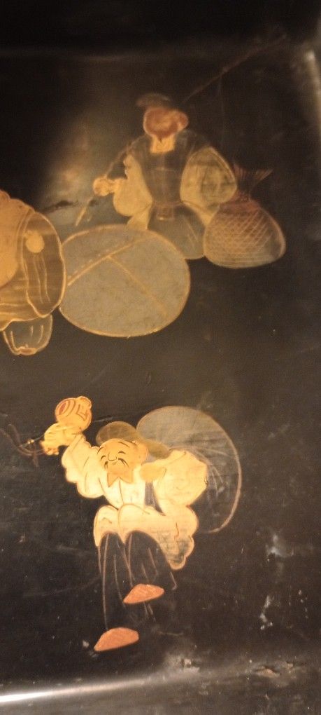 Japanese urushi lacquered & decorated tray, 1900-50