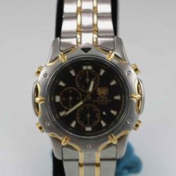 Elgin PQS Watch Men Solar Silver Gold Stainless Steel 50m Chron Blue Quartz