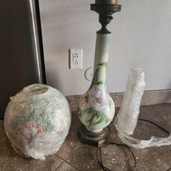 Vintage Glass 1900s Lamp 3 Piece