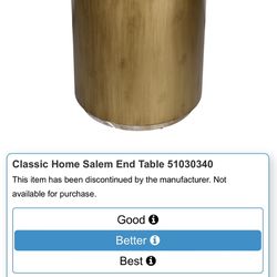 Classic Home Salem End Table - Copper