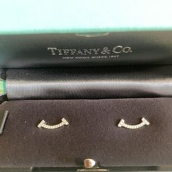 Tiffany T Smile Earrings in White Gold with Diamonds