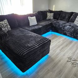 Brand New Sectional Oversize Corduroy Fabric 6 Pillows Custom Made $1799