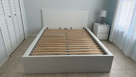 IKEA MALM Queen Bed Frame – White – Solid & Clean Condition