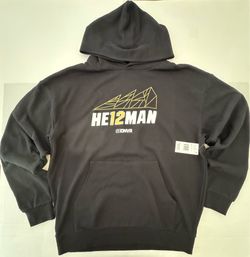 NWT  DNVR HE12MAN  Heisman Football  All City DieHard  Hoodie Sweatshirt Printed Black Gold  Men Size XL