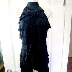 Bebe Black Ruffle Halter Top