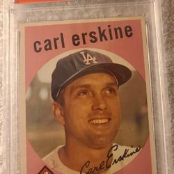 1959 TOPPS CARL ERSKINE WHITE BACK #317 PSA 7