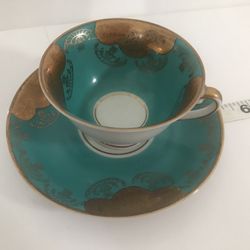 Turquoise Bavaria Germany cup and saucer