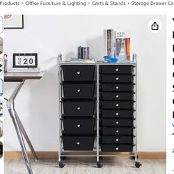 New 15 Drawer Black Storage Organizer