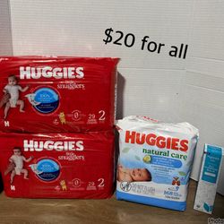 Huggies diapers, wipes 