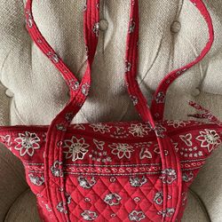 Classic Vera Bradley Red Bandana Tote Bag Handbag Purse