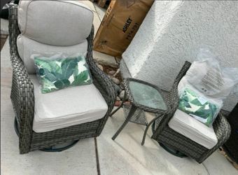 NEW ASSAMBLED FROM THE BOX PATIO CONVERSATION SET OF 2 CHAIRS