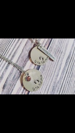 Grandma stamped disc customized necklace