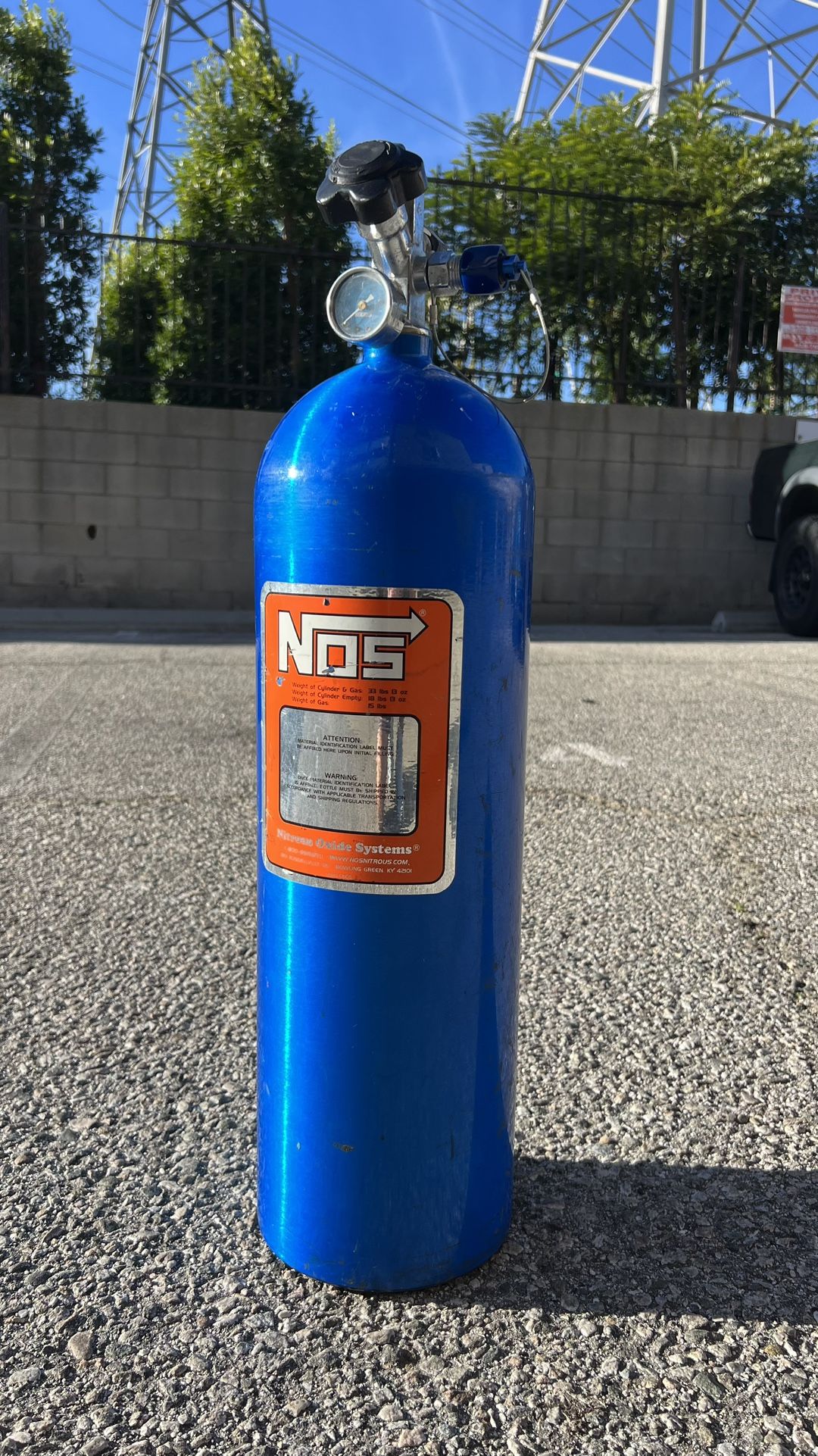 15 lb Nitrous Bottle w/ NOS Blue Finish & Super Hi Flo Valve