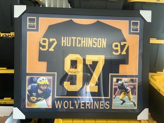 Aidan Hutchinson Wolverines signed framed jersey Beckett COA