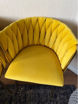 Yellow golden velvet chair
