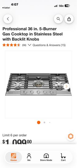 Frigidaire Professional 36-Inch 5-Burner Gas Cooktop