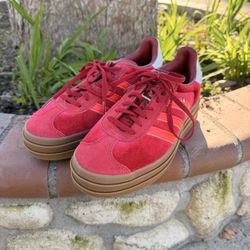 Adidas Gazelle Bold W sneaker in red suede with a triple-stacked gum rubber platform sole 