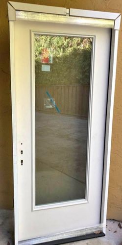 White Exterior Door with Full Glass Panel