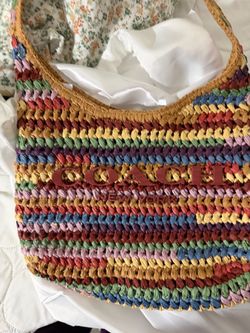 Coach New York Woven Straw Hobo Bag